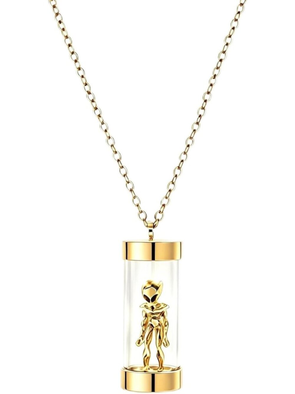 Unique Alien Test Tube Pendant Necklace | Stainless Steel, Sci-Fi Jewelry